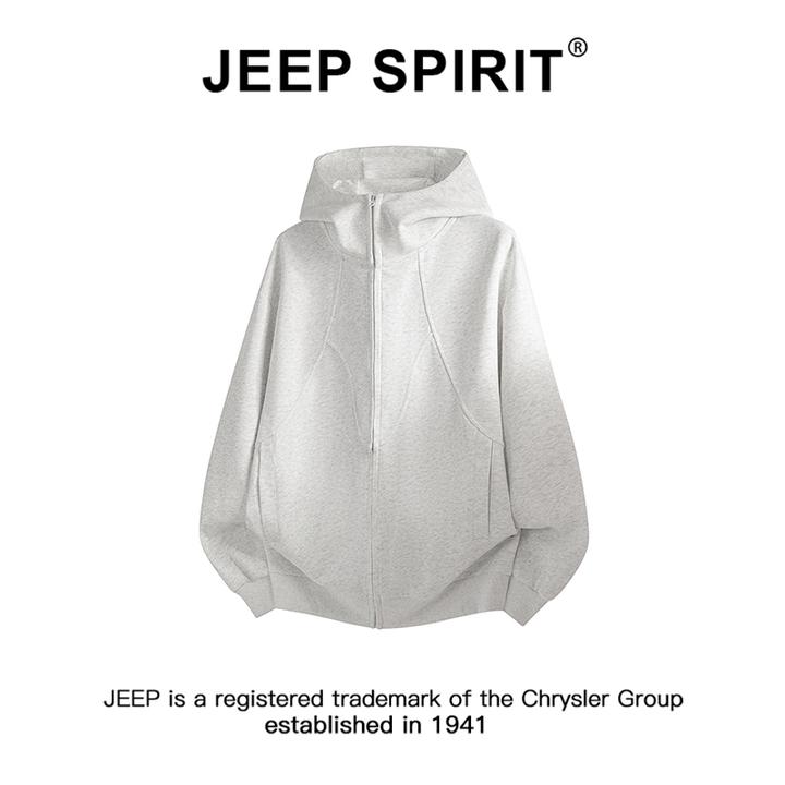 JEEP吉普美式解构重磅连帽连帽卫衣男款秋季潮牌休闲宽松开衫外套