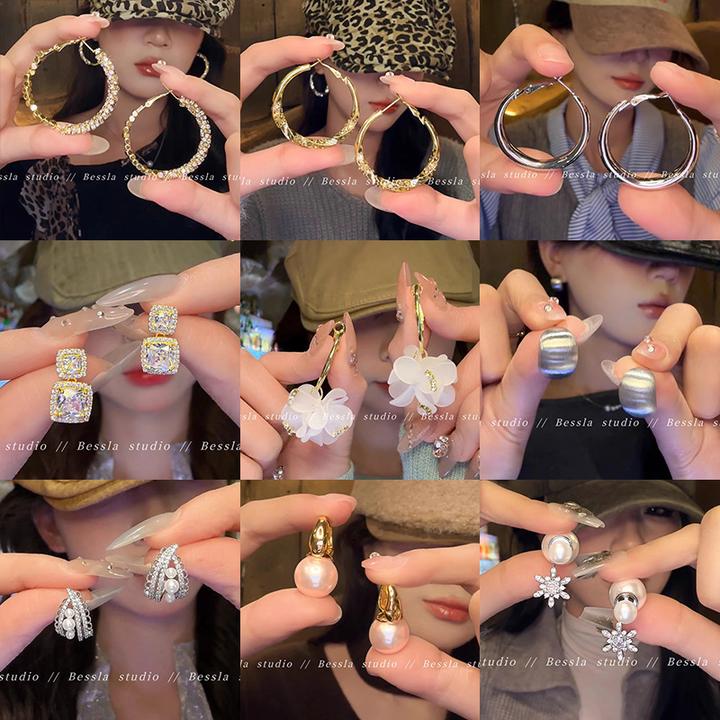 银针轻奢小众高级感个性冷淡风素圈耳环时尚百搭气