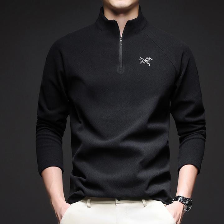 【奥莱撤柜】2025秋冬新款户外轻奢男士德绒半高领T恤时尚打底卫衣