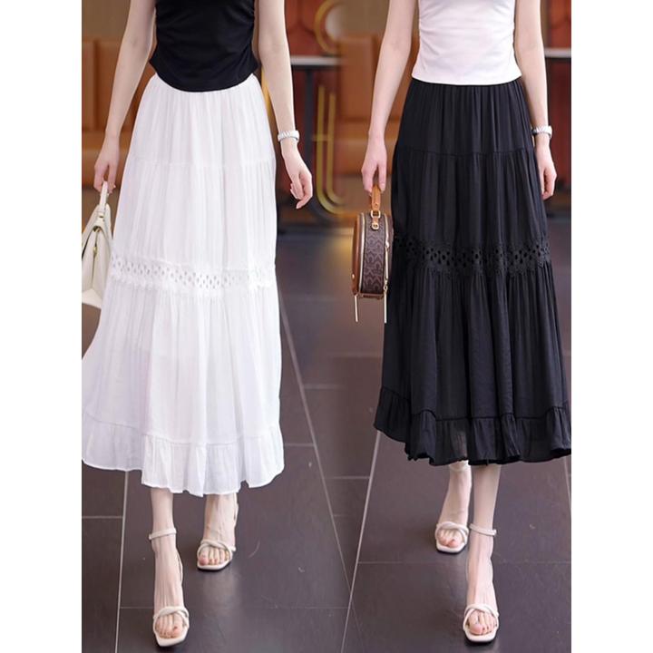高腰垂感半身裙女2025新款夏季薄款中长款a字雪纺半裙小个子纱裙