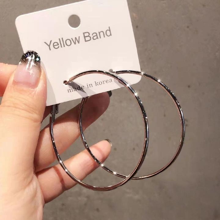 合金耳饰 2025新款针欧美夸张圆圈大气素圈耳环冷淡风百搭耳圈