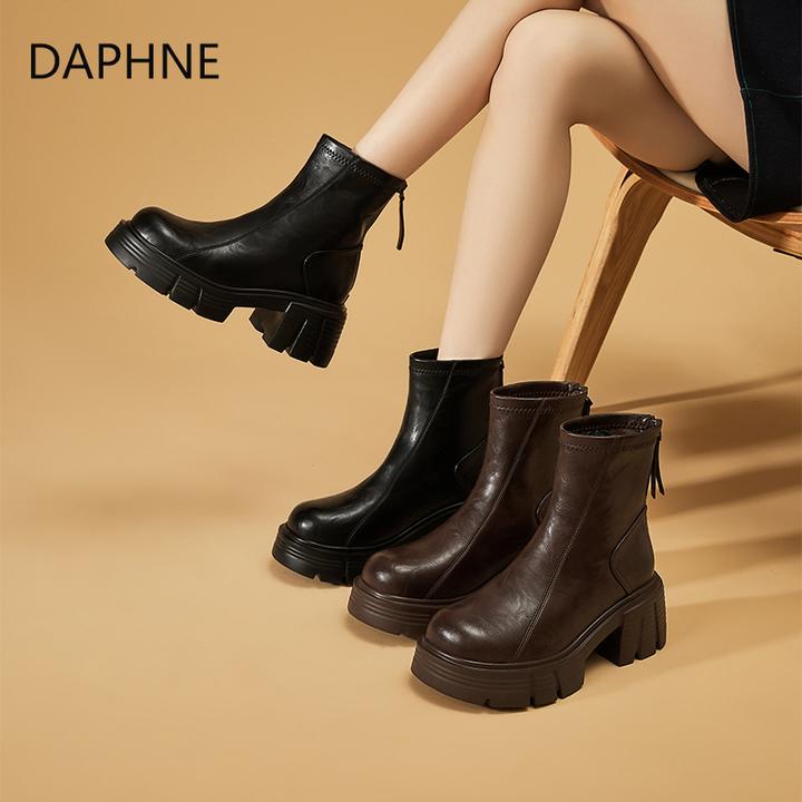 达芙妮厚底增高马丁靴女2025秋冬新款加绒保暖耐磨防滑中筒短靴女