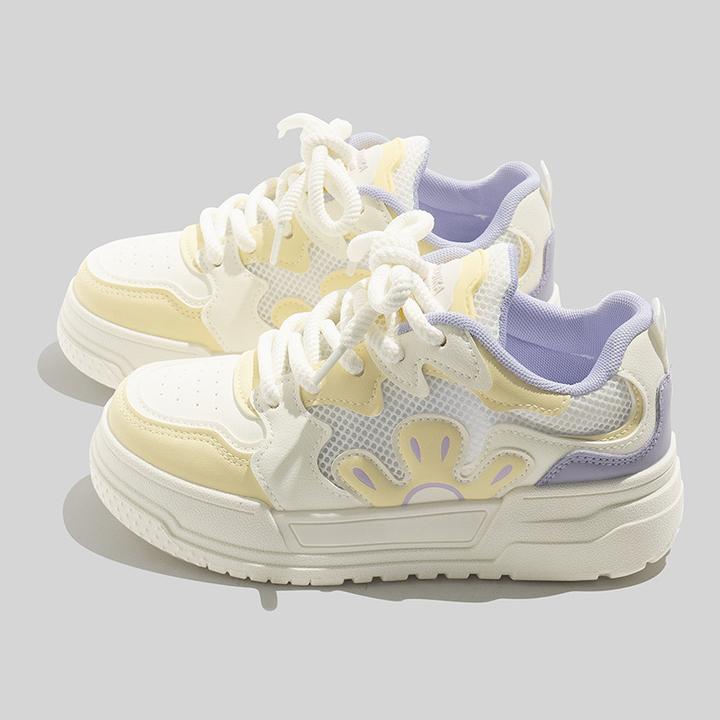 2025网面透气板鞋少女春夏季厚底增高运动休闲鞋女生潮流小白鞋