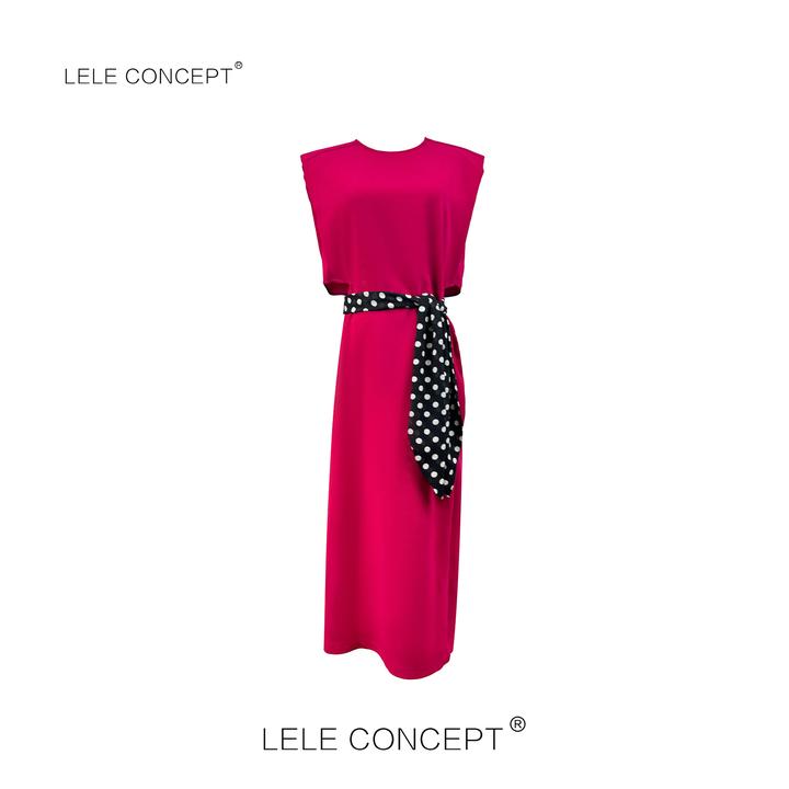 LELE CONCEPT丨【如一】轻奢气质设计款飘带露腰连衣裙Q0656