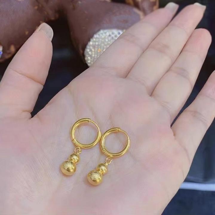 铜合金耳饰 耳饰金色福字葫芦耳环女耳坠新款百搭款气质小众福禄