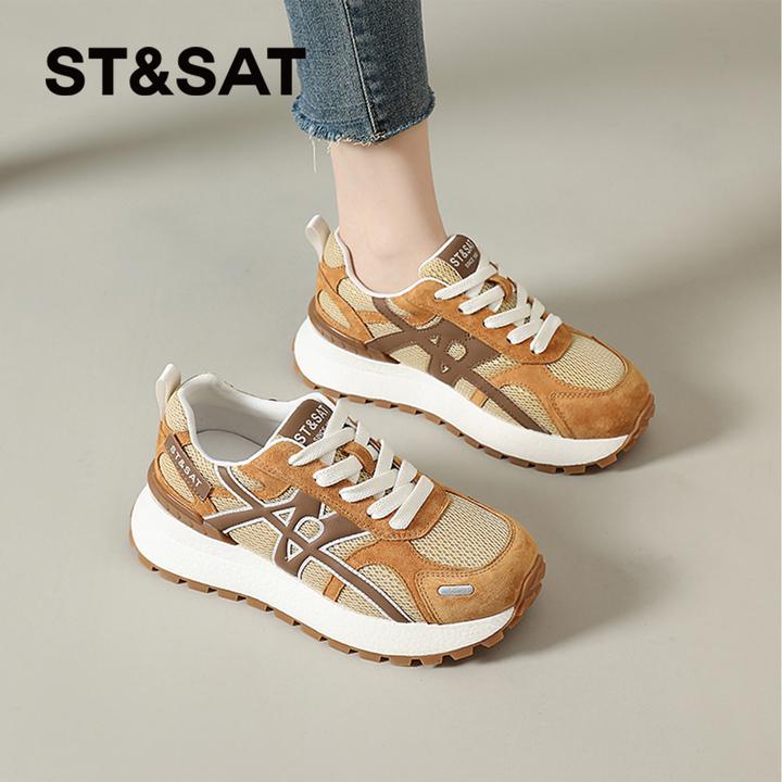 星期六网红德训鞋女2025春秋季新款百搭增高休闲鞋运动爆款阿甘鞋