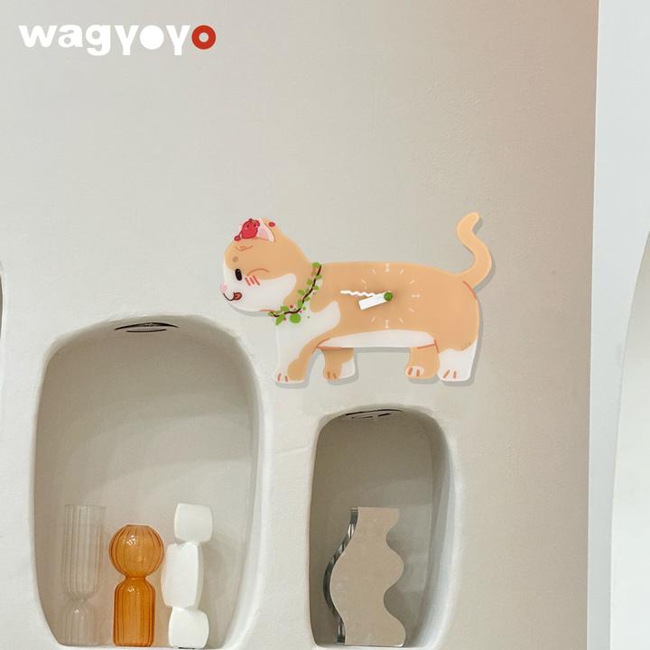 原创猫咪挂钟小狗挂钟可爱创意家居软装卡通礼物钟表网红