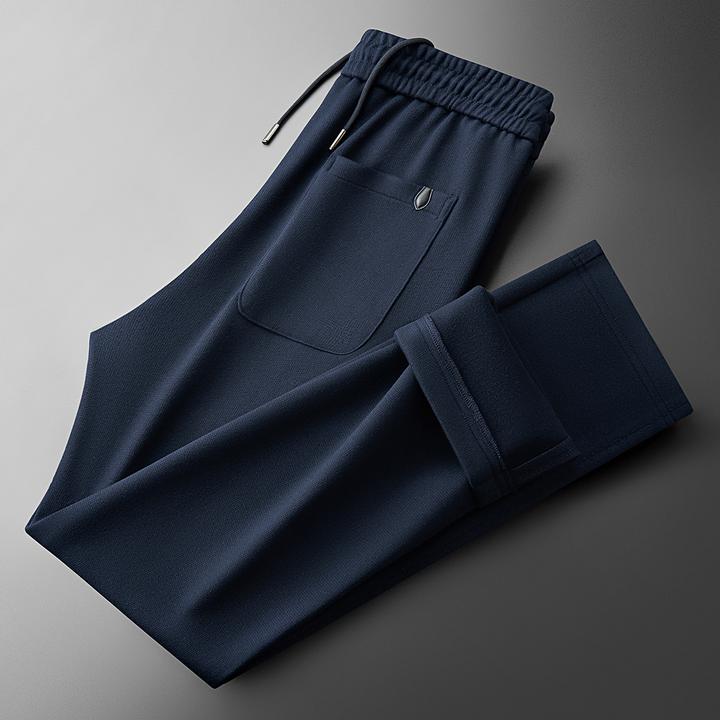 冬季意式老钱风百搭纯色加绒加厚保暖高级舒适裤子男士直筒休闲裤