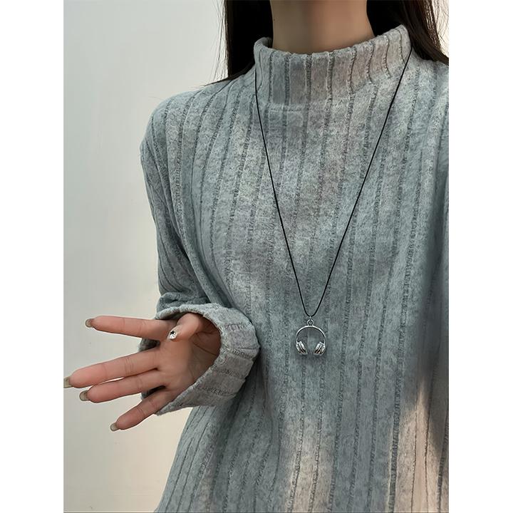 毛茸茸秋冬打底衫男款半高领长袖T恤高级感卫衣休闲条纹百搭上衣