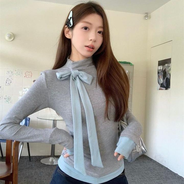 秋季半高领修身辣妹风长袖T恤韩版极简时尚ins百搭棉质小众打底衫