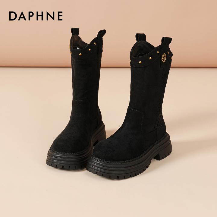 达芙妮厚底马丁靴女2025秋冬新款美拉德巨好看显瘦堆堆靴西部牛仔