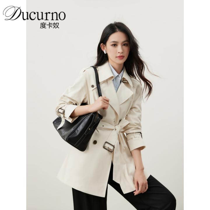 翻驳领经典双排扣宽松风衣女2025年冬季新款休闲中长款外套附腰带