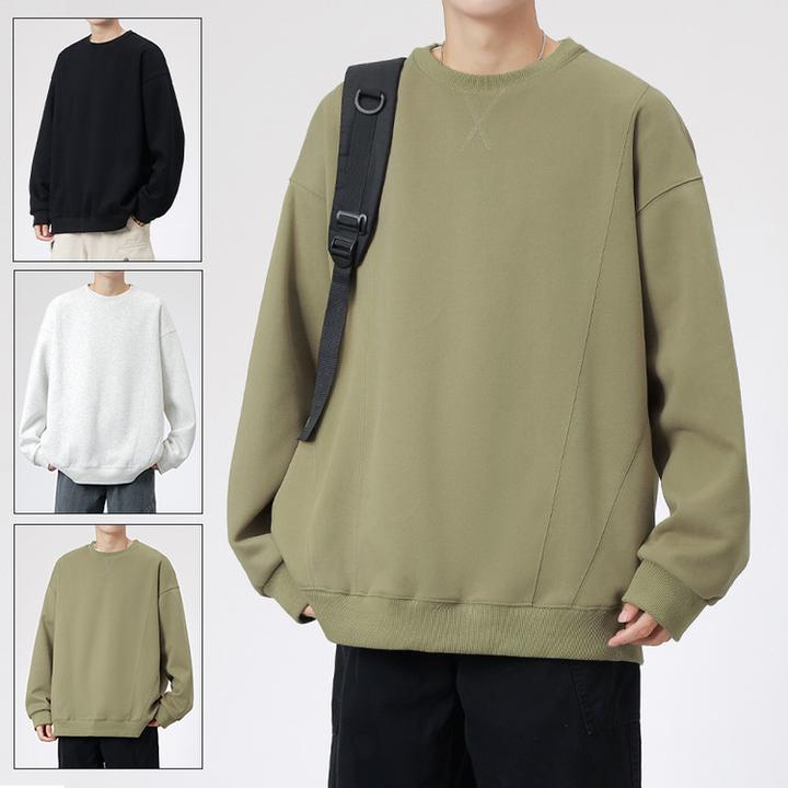 宽松圆领卫衣男士美式休闲男装上衣2025秋冬季百搭潮流长袖ins