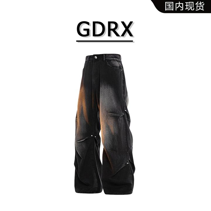 GDRX美式牛仔裤男2025秋季新款潮牌渐变高街直筒裤高级感男装长裤