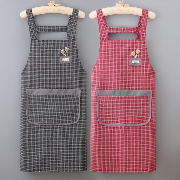 简约棉布背带围裙厨房做饭防油污透气年轻漂亮围腰男女罩衣工作服