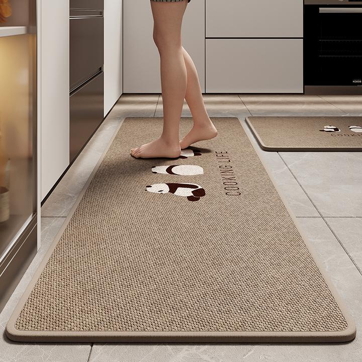亚麻编织厨房地垫吸水吸油脚垫轻奢高级感耐脏防摔垫厕所门口软垫