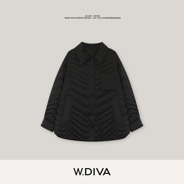 W.Diva【叙事感】匈牙利进口鹅绒秋冬软糯绒感立领羽绒服54C262756