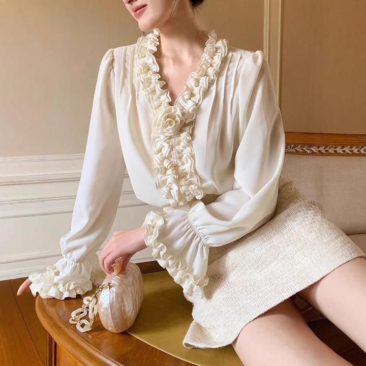 法式衬衫设计小众宽松时尚百搭拍照必备毛呢轻奢洋气女外套