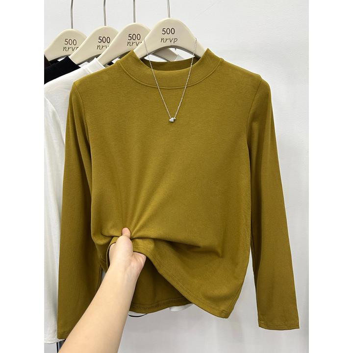 运补薄款【两件装】气质纯欲风修身立领针织打底衫女长袖半高领上衣