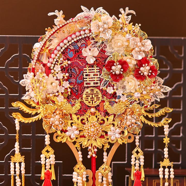 新款喜扇新婚新娘礼物伴手礼双面重工喜扇高级重工XG38