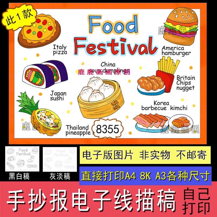 世界美食节英语思维导图各国美食读书卡设计创作8355