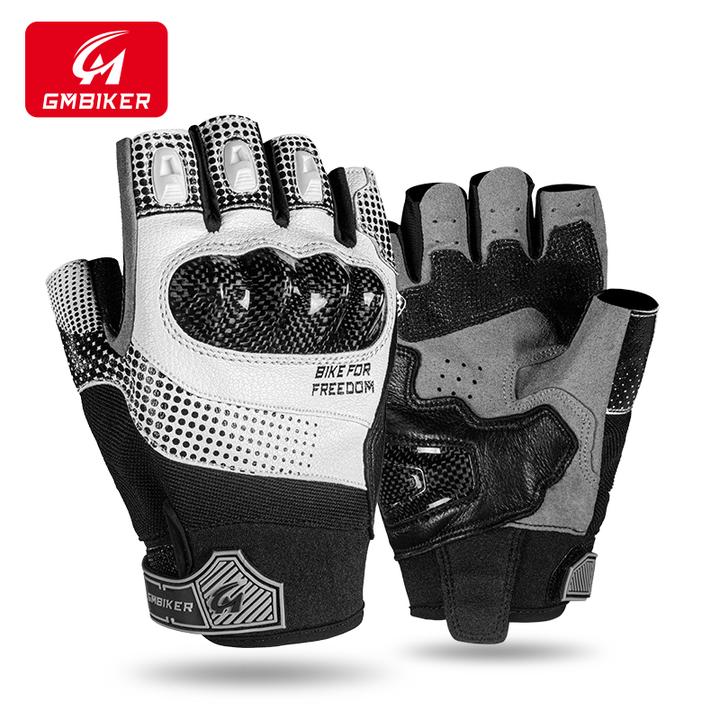 摩托车手套半指骑行夏季四季透气防摔耐磨机车碳纤维真皮仿赛摩旅
