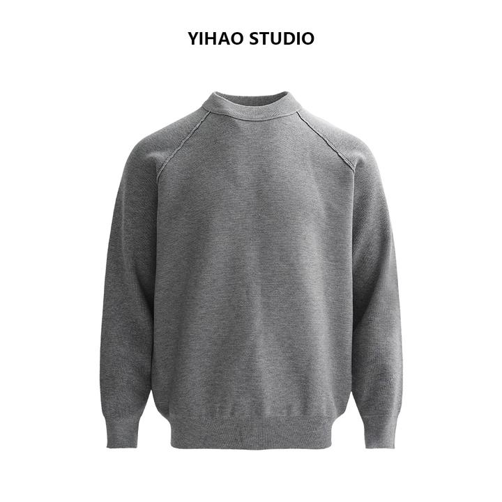 YIHAO STUDIO秋冬男款新贵老钱风明缝针织衫时尚轻奢百搭保暖毛衣