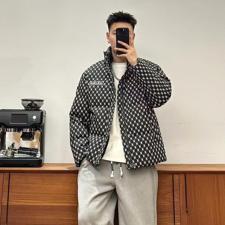 2024冬季新款保暖外穿羽绒服立领时尚百搭印花冬季男装男士潮流