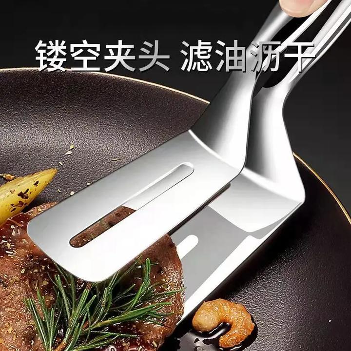 加厚不锈钢食品夹子家用厨房铲烧烤夹面包煎饼牛排铲煎鱼夹子铲子