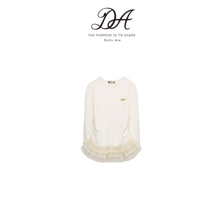Dolly Ave「少女系列」定制优可丝甜美蕾丝花边收腰女童秋冬长袖T恤