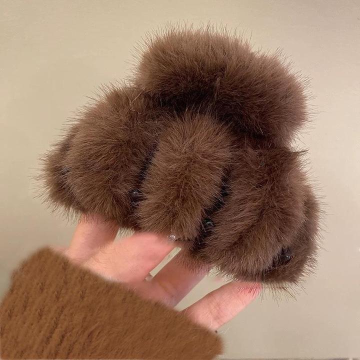 秋冬美拉德毛绒南瓜抓夹女后脑勺毛毛鲨鱼夹时尚发夹头饰2025新款