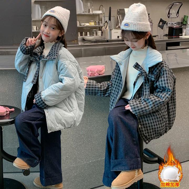 女童秋冬款外套2025新款儿童冬季加厚上衣大童女孩冬季休闲两面穿