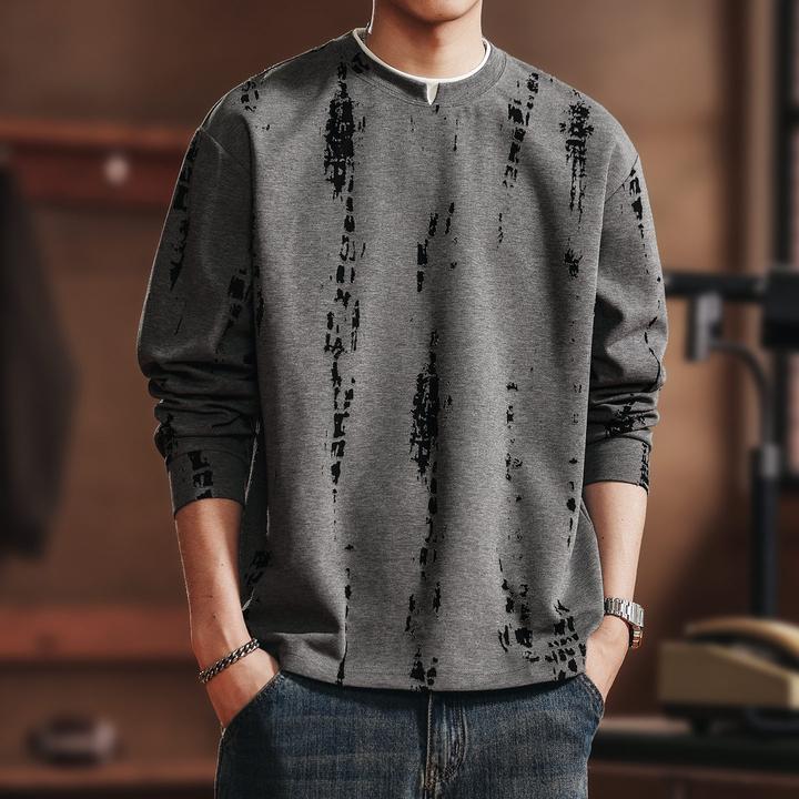 MR.MUDI/穆迪先生复古潮牌假两件长袖T恤男士早秋新款潮扎染上衣