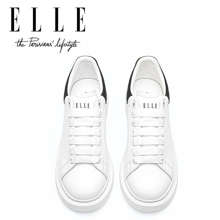 ELLE高颜值真皮小白鞋女潮流百搭2025秋季新款白色休闲板鞋不累脚