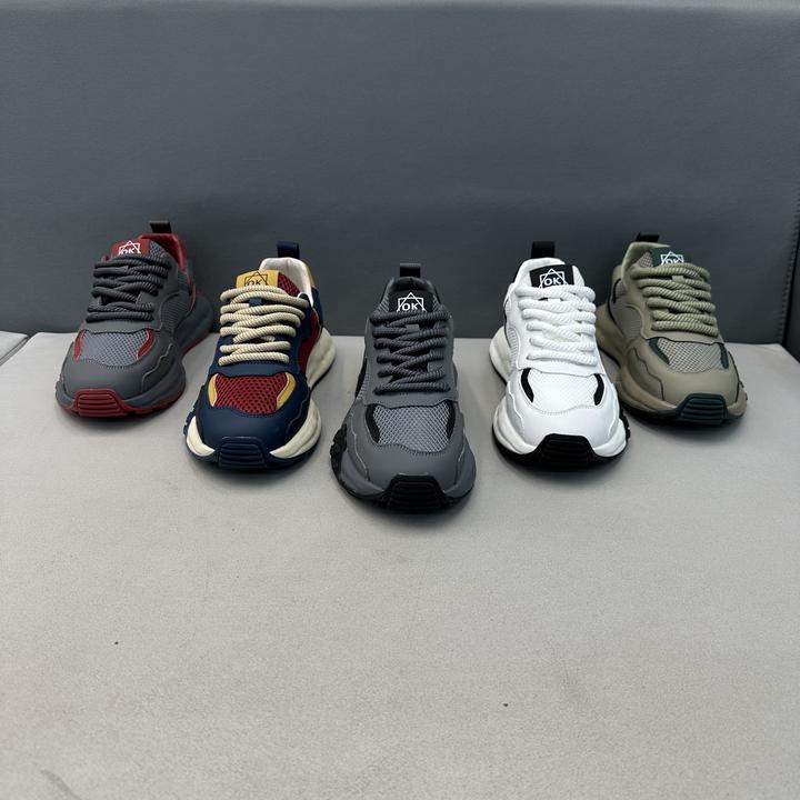 透气圆头拼色薄款低帮时尚休闲鞋潮鞋夏季透气运动鞋网面时尚男鞋