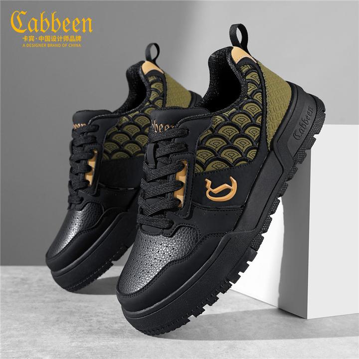 卡宾男士板鞋2025冬季新款拼色休闲鞋厚底增高软底潮牌时尚板鞋