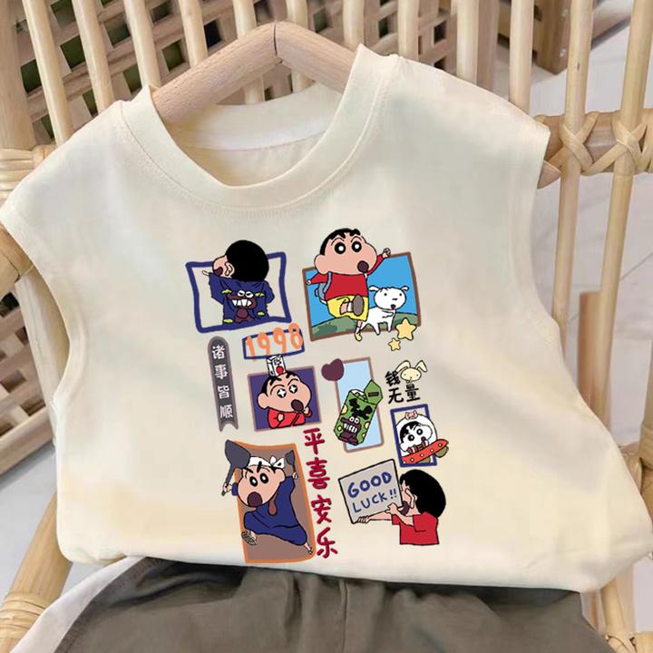 儿童无袖t恤夏季男女童纯棉小背心男童宝宝洋气卡通印花韩版上衣T