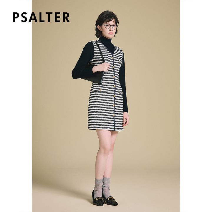 PSALTER/诗篇编织花纱海魂间色条纹马甲连衣裙6C35105270