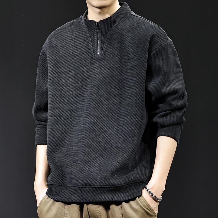 LEIGHZ/雷茨2025秋季新款纹理感半高领拉链卫衣男春秋款衣服大码