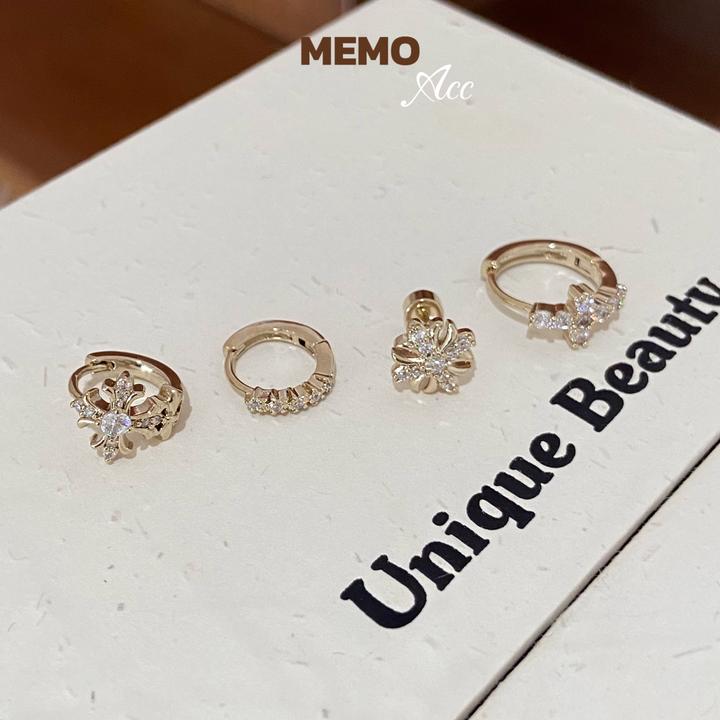 铜合金锆石耳饰 DS132 鎏金夜曲 咖啡金色系气质设计感耳圈耳骨钉