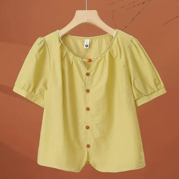 2025夏季新款甜美时尚简约显瘦气质衬衣遮肚百搭法式小个子衬衫女