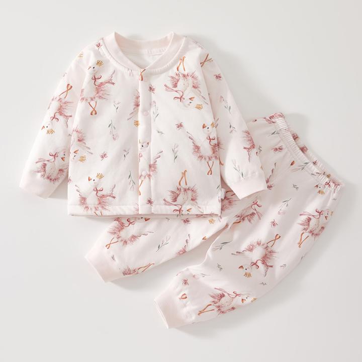 保暖A类女冬季中国风秋衣裤新生儿宝宝新生婴加厚