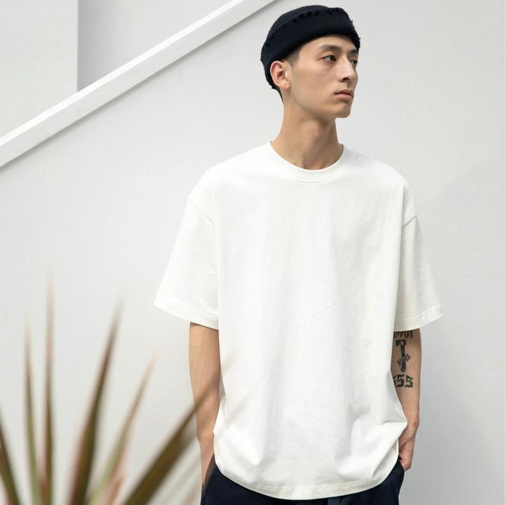 小领口重磅280g！纯色短袖男女夏季cleanfitt恤潮牌美式纯棉打底衫