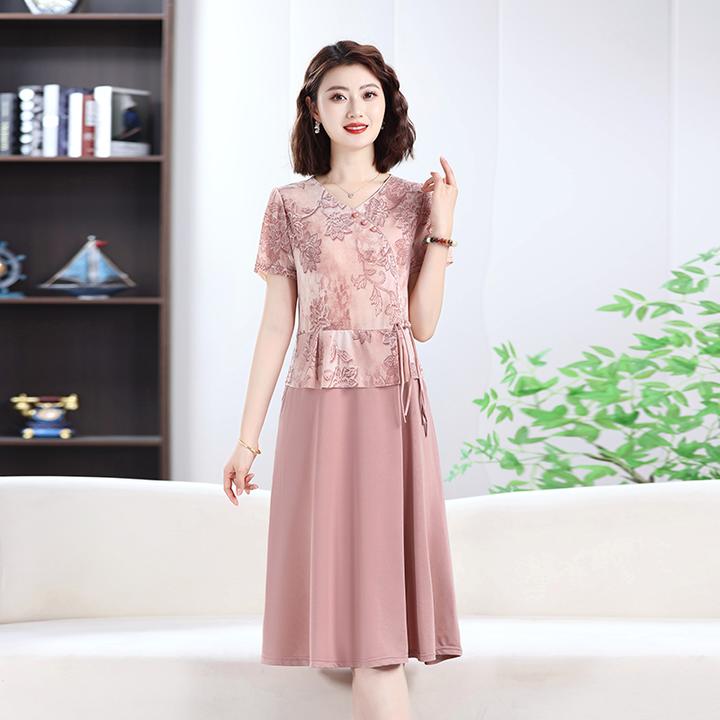 新款洋气高档妈妈女士中老年女装妈妈装夏装时尚妈妈妈妈装夏季