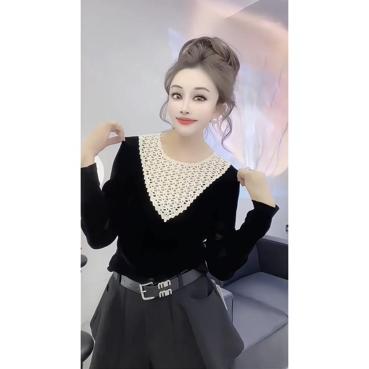 拼接打底衫别致舒适洋气法式通勤设计感2025秋季长袖流行上衣撞色