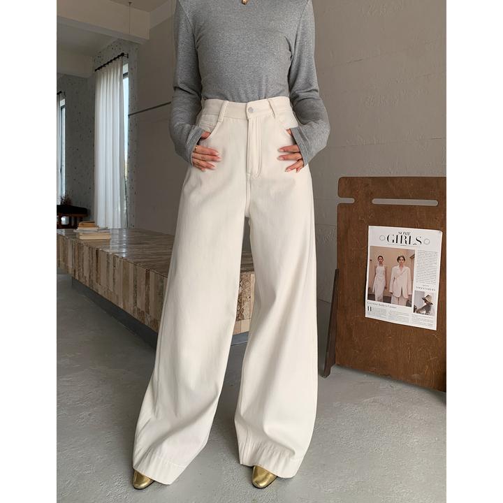 PRASE·噜【街拍模范】秋冬加薄绒水洗百搭阔腿牛仔裤PR510B73/121