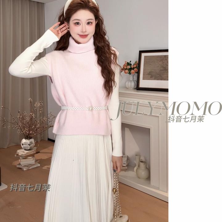 巨好看的秋冬一整套装初冬季针织连衣裙子温柔韩系气质7768