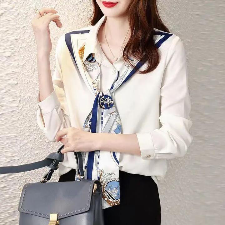 白色衬衫女设计感小众衬衣2025春秋新款女装高端减龄上衣雪纺衬衫