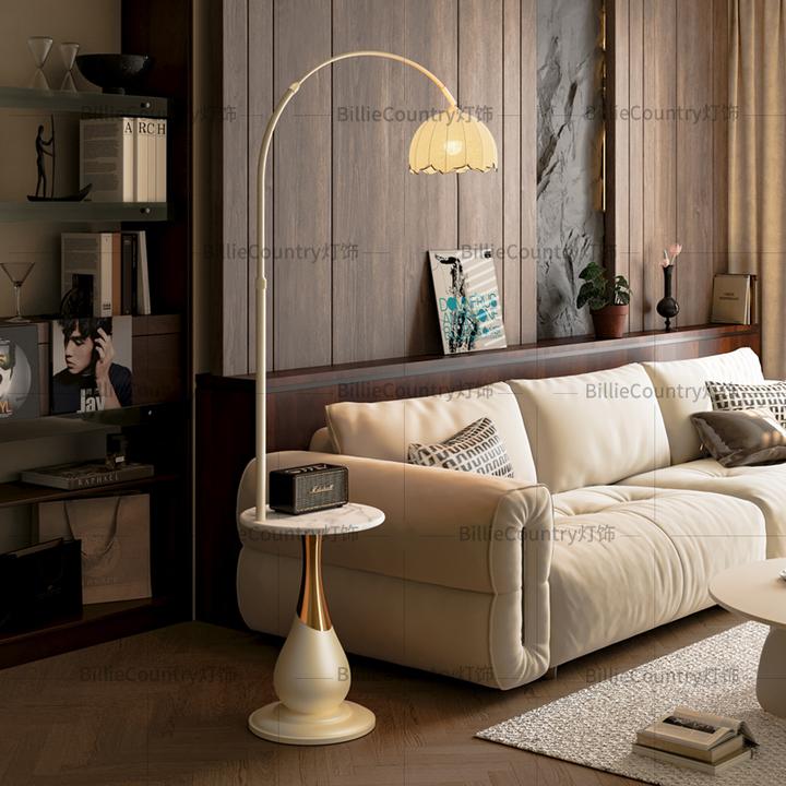 2025新款奶油风钓鱼灯客厅沙发旁边一体立式台灯