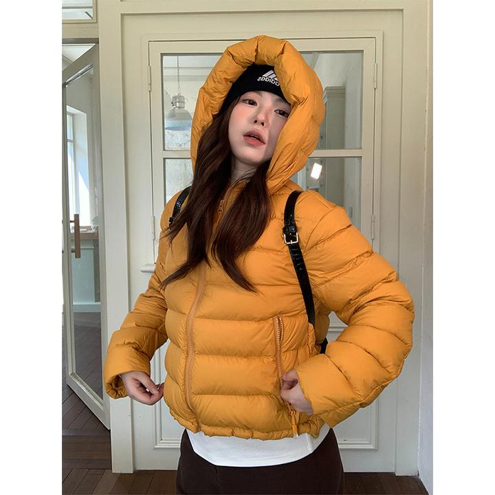 2025冬季新款小众简约百搭连帽排骨棉服女显瘦减龄短款保暖棉衣潮